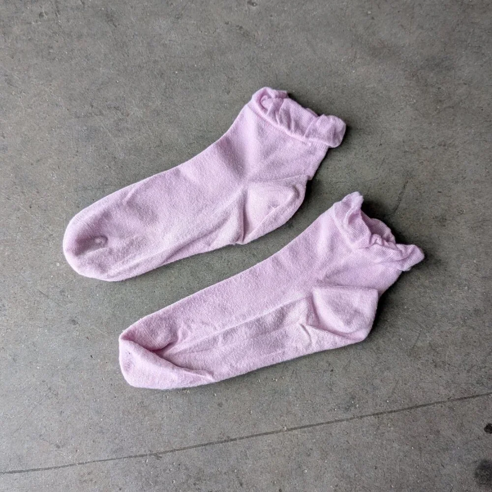 Anthropologie Lemon Adela Ruffle Sock Set of 3 Gray Lavender Orange